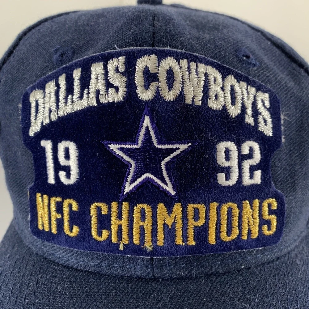 Vtg 1992 Dallas Cowboys NFL NFC Champions Snapback Hat Navy Embroidered Patch - Picture 3 of 11